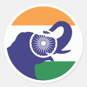 Sticker Rond Drapeau animal national indien