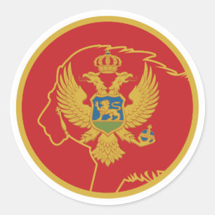 Sticker Rond Drapeau animal national monténégrin du Monténégro 