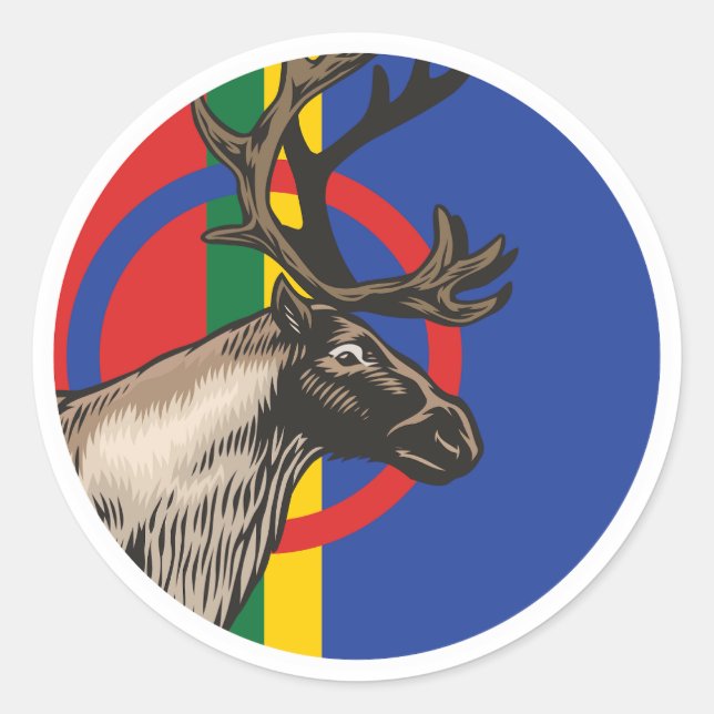 Sticker Rond Drapeau animal national Sami Reindeer (Devant)
