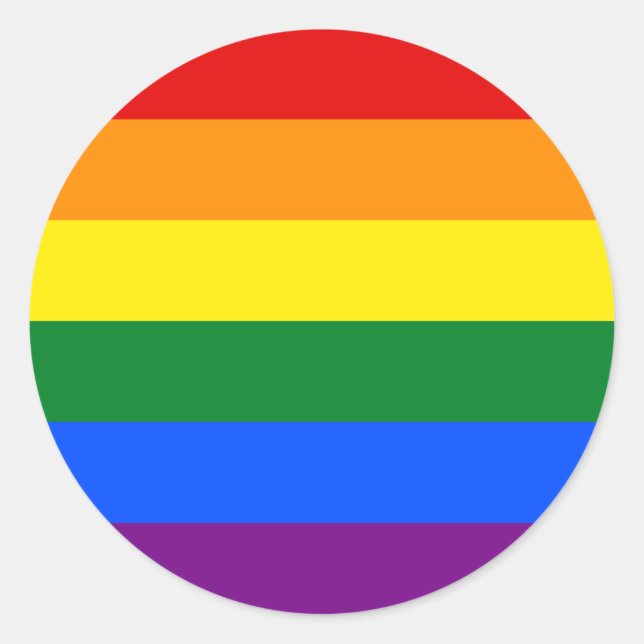 Sticker Rond Drapeau arc-en-ciel Gay pride LGBTQ classique (Devant)