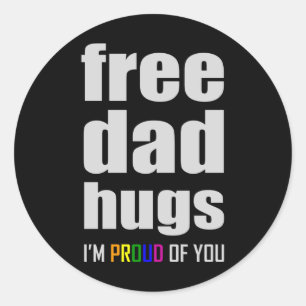 Sticker Rond Drapeau arc-en-ciel LGBTQ GRATUIT DAD HUGS LGBT Pr