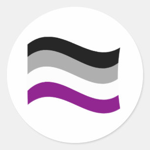 Sticker Rond Drapeau arc-en-ciel ondoyant de la fierté asexuée