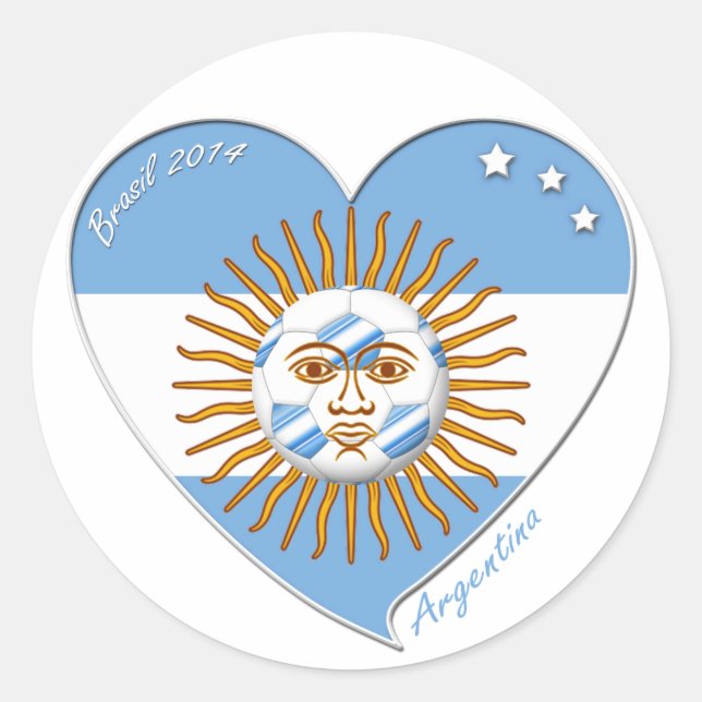 Sticker Rond Drapeau ARGENTIN de FOOTBALL national le soleil de (Devant)