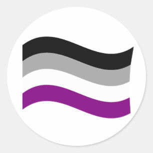 STICKER ROND DRAPEAU ASEXUÉ DRAPÉ