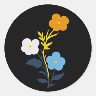 Sticker Rond Drapeau Asexuel Aromantique subtil Fleurs