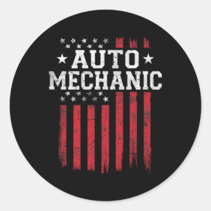 Sticker Rond Drapeau Auto Mécanique Américain Patriot Patriotiq
