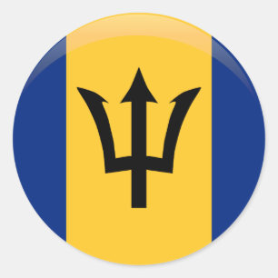 Sticker Rond Drapeau Barbade