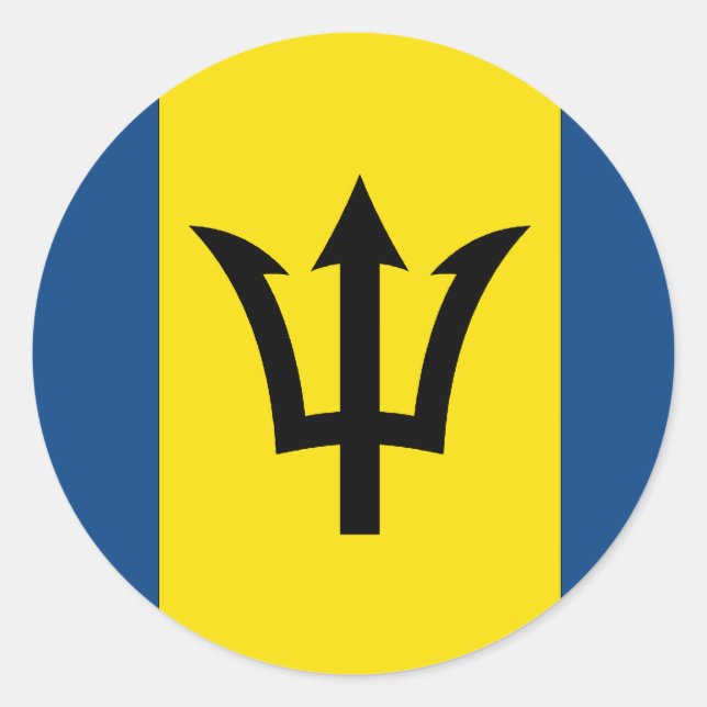 Sticker Rond Drapeau Barbade (Devant)