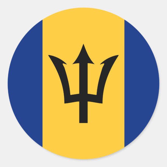 Sticker Rond Drapeau Barbade (Devant)