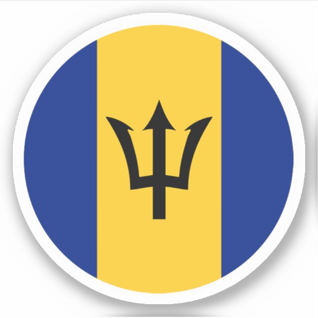 Sticker rond Drapeau Barbade (Devant)