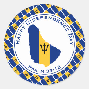 Sticker Rond Drapeau barbadien