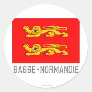 Sticker Rond Drapeau Basse-Normandie avec nom