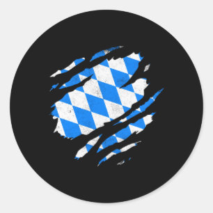 Sticker Rond Drapeau bavarois Munich Gery Europe Ger Bayern Bav