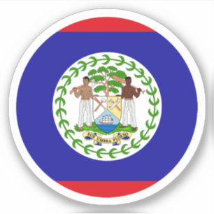 Sticker rond drapeau Belize