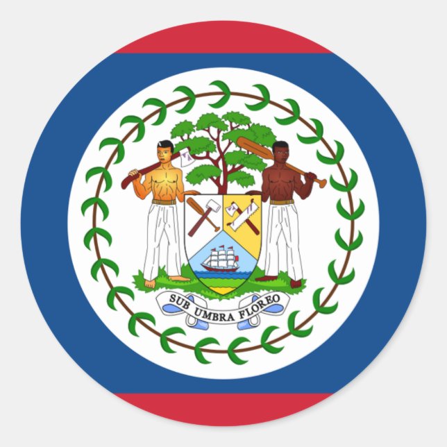 Sticker Rond Drapeau bélizien, Drapeau du Belize (Devant)