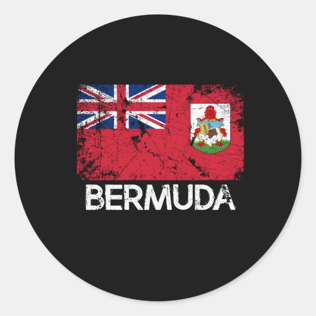 Sticker Rond Drapeau Bermudien Fabriqué Aux Bermudes (Devant)