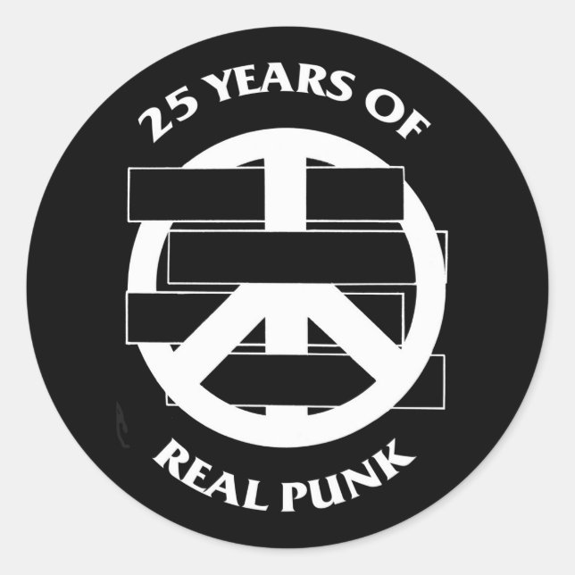 Sticker Rond Drapeau blanc 25 ans feuille d'autocollant de sign (Devant)