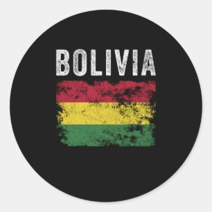 Sticker Rond Drapeau bolivien en détresse - Drapeau bolivien