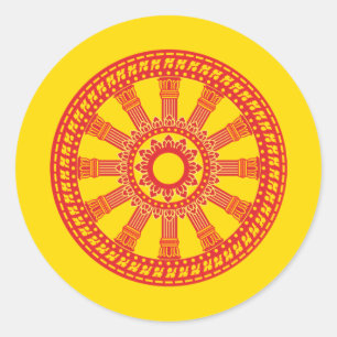 Sticker Rond Drapeau bouddhiste thaïlandais (Dharmacakra flag)