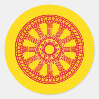 Sticker Rond Drapeau bouddhiste thaïlandais (Dharmacakra flag)