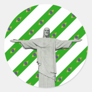 Sticker Rond drapeau brésilien à rayures