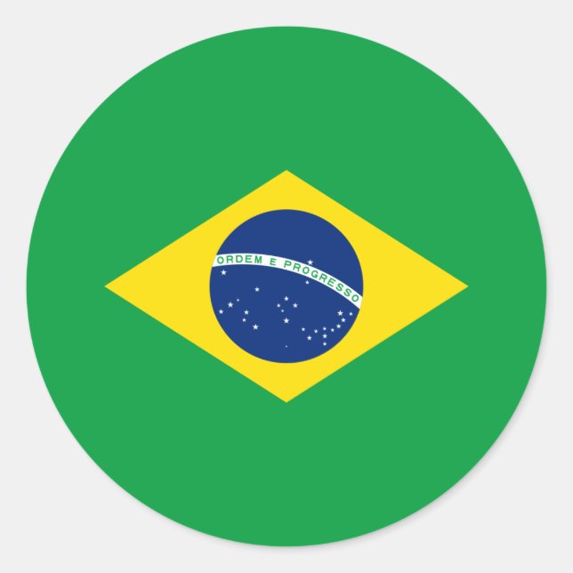 Sticker Rond Drapeau brésilien, Drapeau du Brésil (Devant)