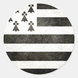 Sticker Rond Drapeau Bretagne Vintage