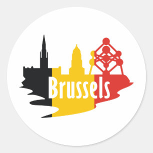 Sticker Rond Drapeau Bruxelles