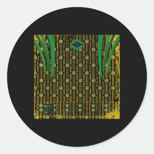 Sticker Rond Drapeau Cadeau Brésil Fan Brésilien Vintage Samba
