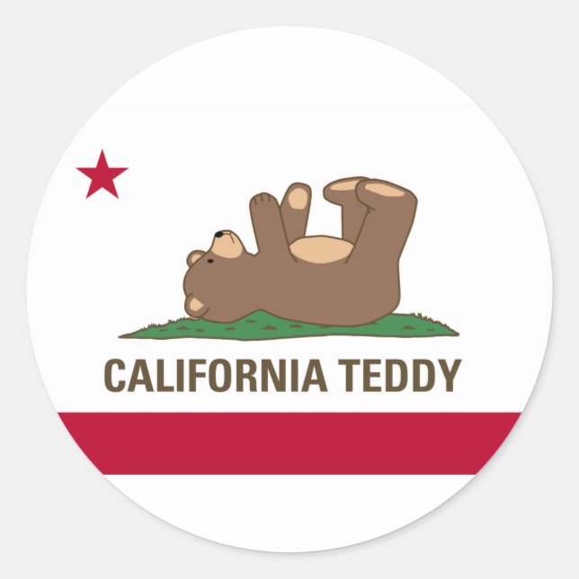 Sticker Rond Drapeau California Teddy Bear (Devant)