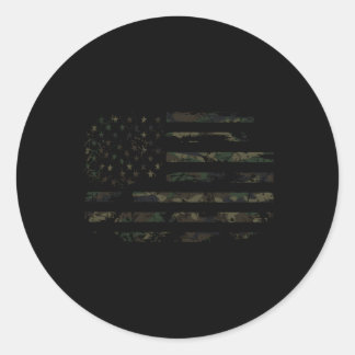 Sticker Rond Drapeau Camo Usa
