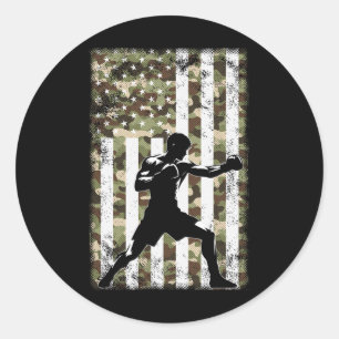 Sticker Rond Drapeau Camo Usa de boxer patriotique 4 juillet