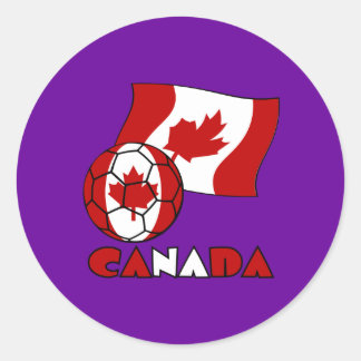 Sticker Rond Drapeau canadien avec ballon de football