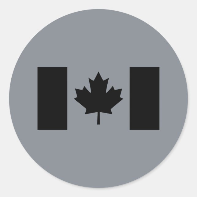 Sticker Rond Drapeau canadien en noir (Devant)