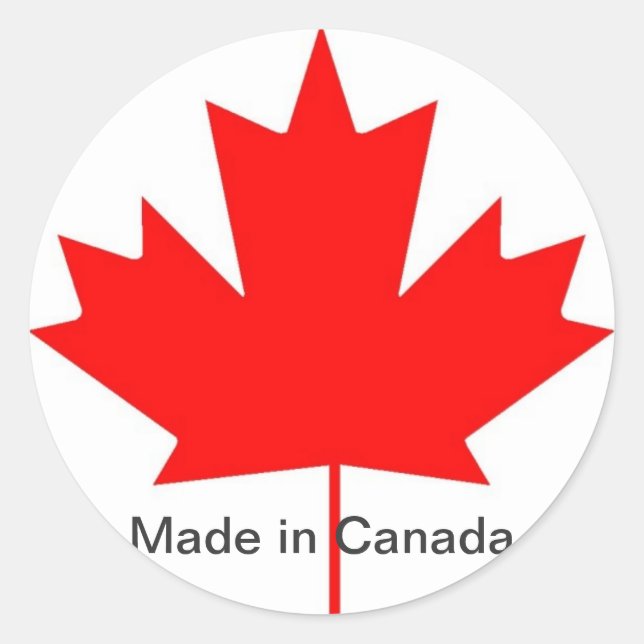 Sticker Rond Drapeau canadien, fabriqué au Canada (Devant)