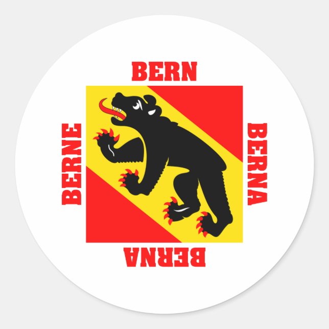 Sticker Rond Drapeau canton de Berne Suisse (Devant)