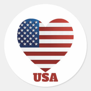Sticker Rond Drapeau cardiaque américain