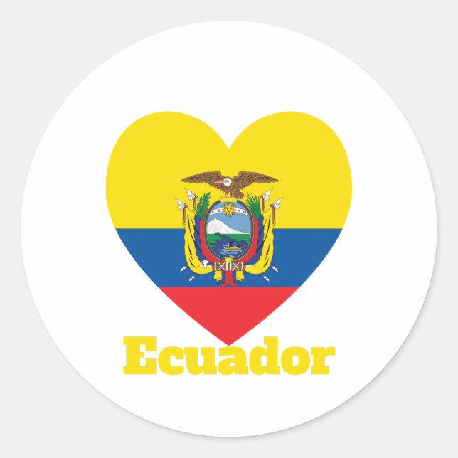 Sticker Rond Drapeau cardiaque de l'Équateur (Devant)