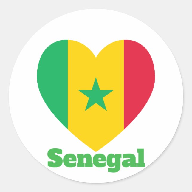 Sticker Rond Drapeau cardiaque du Sénégal (Devant)