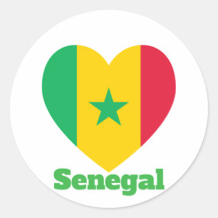 Sticker Rond Drapeau cardiaque du Sénégal