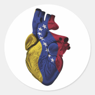 Sticker Rond Drapeau cardiaque du Venezuela