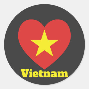 Sticker Rond Drapeau cardiaque du Vietnam