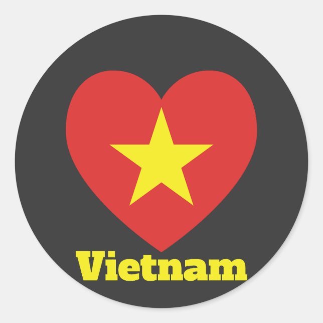 Sticker Rond Drapeau cardiaque du Vietnam (Devant)