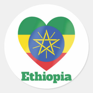 Sticker Rond Drapeau cardiaque en Éthiopie