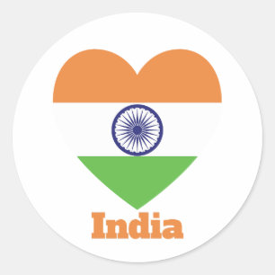 Sticker Rond Drapeau cardiaque indien