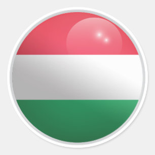 Sticker Rond Drapeau Cercle Brillant de Hongrie