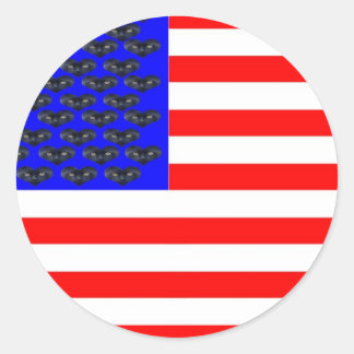Sticker Rond Drapeau Chats Noirs Et Bandes