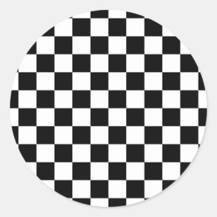 Sticker Rond Drapeau Checkered emballant le damier d'échecs de
