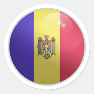 Sticker Rond Drapeau circulaire brillant de Moldavie