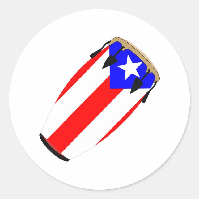 Sticker Rond Drapeau Conga Porto Rico (Devant)